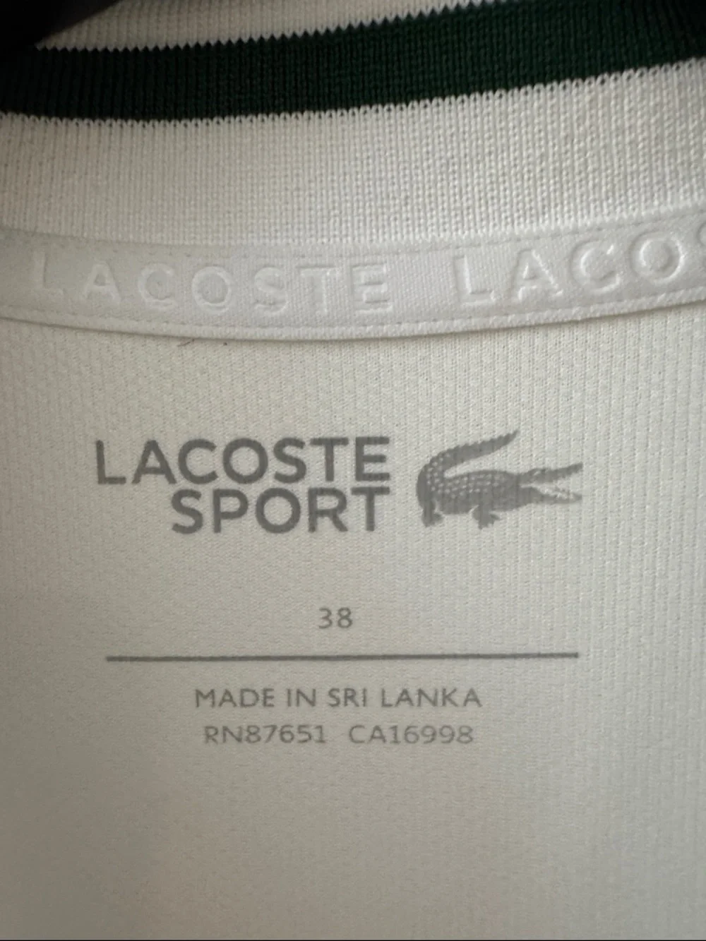 Lacoste White Sleeveless V-Neck Tennis Dress with Forest Green Trim - Picture 7 of 8